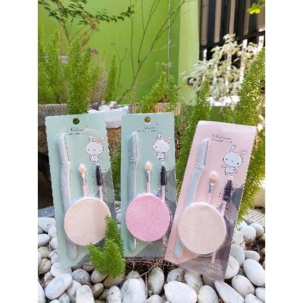 `ღ´ PHINKL `ღ´ Nalamei set cukur alis + spons kerok sponge aplikasi bedak