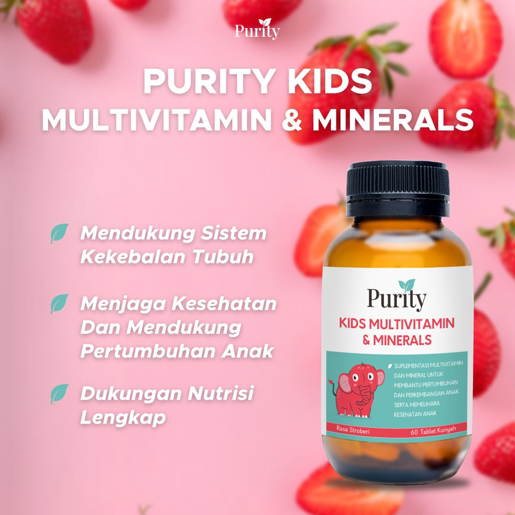 [BPOM] Purity Kids Multivitamin &amp; Minerals 60 Tablet Kunyah / Vitamin Anak / Multivitamin Anak / MYMOM