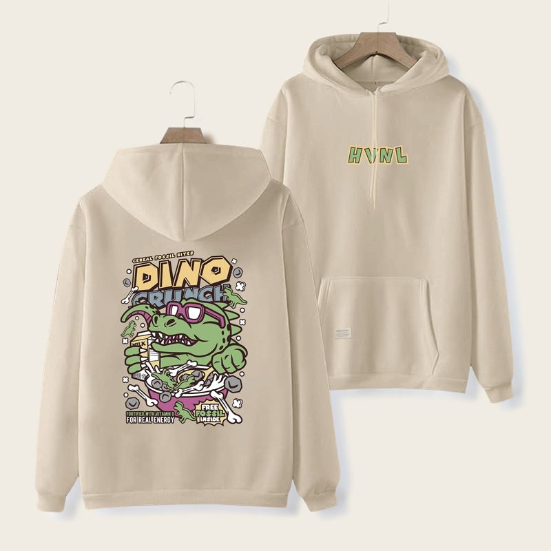 Parisdivarious Sweater Hoodie Jemper Dino Hijau Bahan Fleece Size S - XXL (Pria &amp; Wanita)