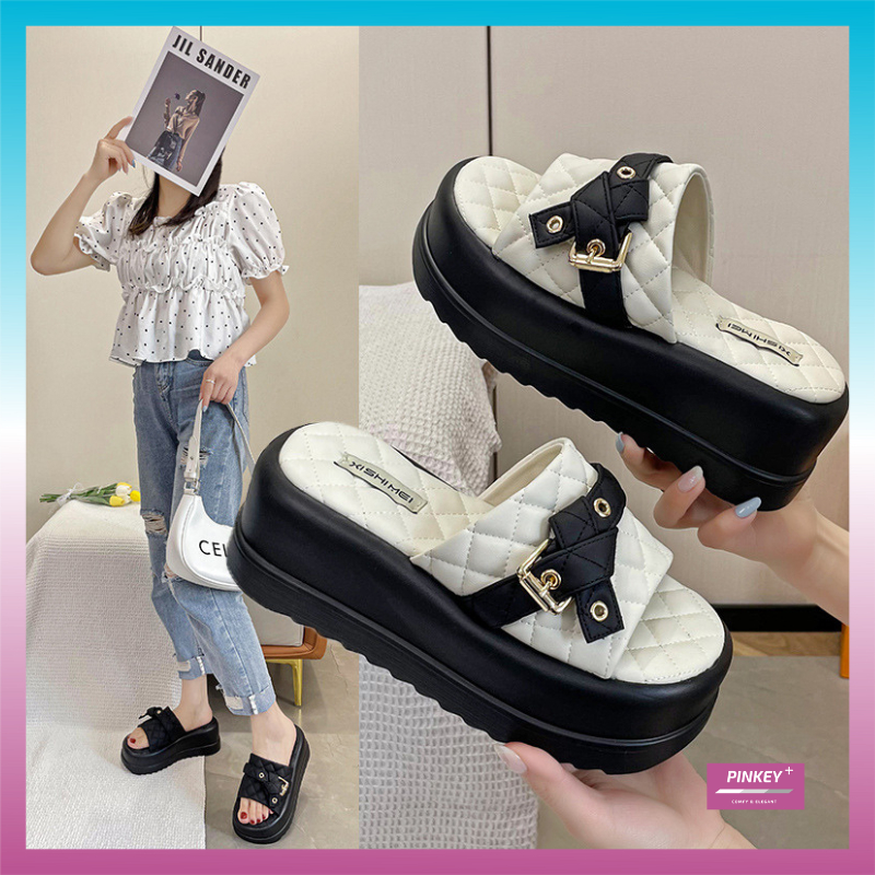 ✅PINKEY P247 Sepatu sandal wanita sandal kondangan wanita sendal slip on mewah hak tinggi wanita