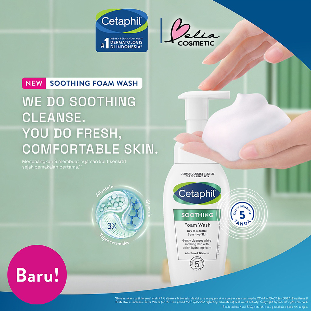 ❤ BELIA ❤ CETAPHIL Soothing Foam Wash 200ml | Pembersih wajah gentle | dry to normal, sensitive skin