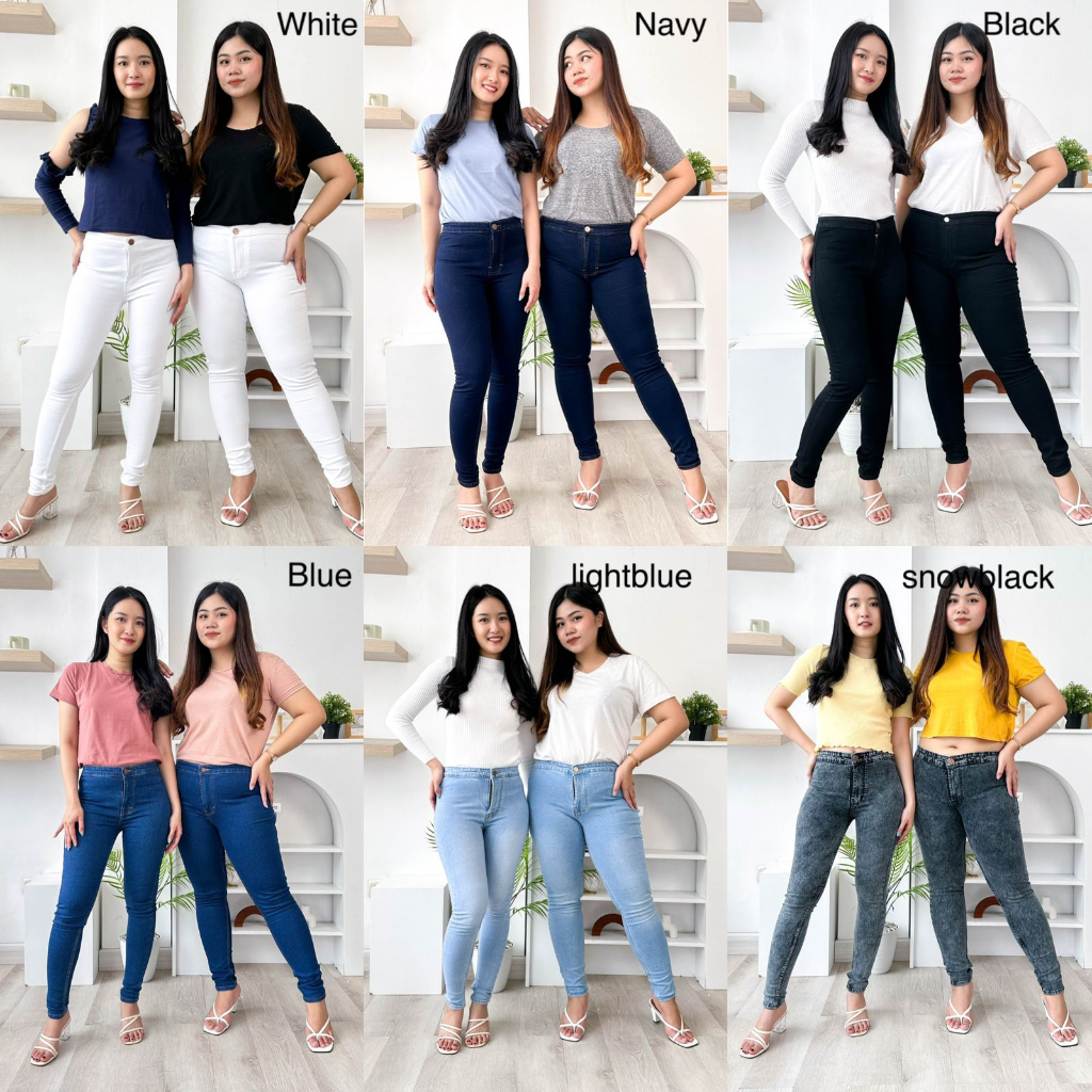 CELANA WANITA UKURAN NORMAL &amp; JUMBO HW BASIC PLAIN JEANS