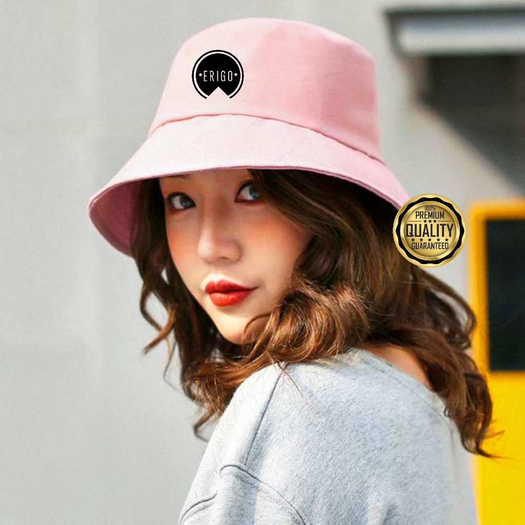 Topi Bucket Distro ERIGO Circle Logo Hitam Super Premium/Topi Hat Bucket Buket Wanita Pria Dewasa Un