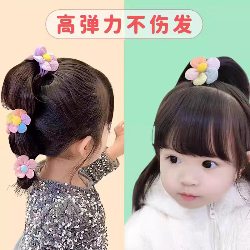 (Hello Girl)F243 Set Jepit 2 PCS Ikat Rambut Anak Motif Bunga Warna Warni Gaya Korea Import