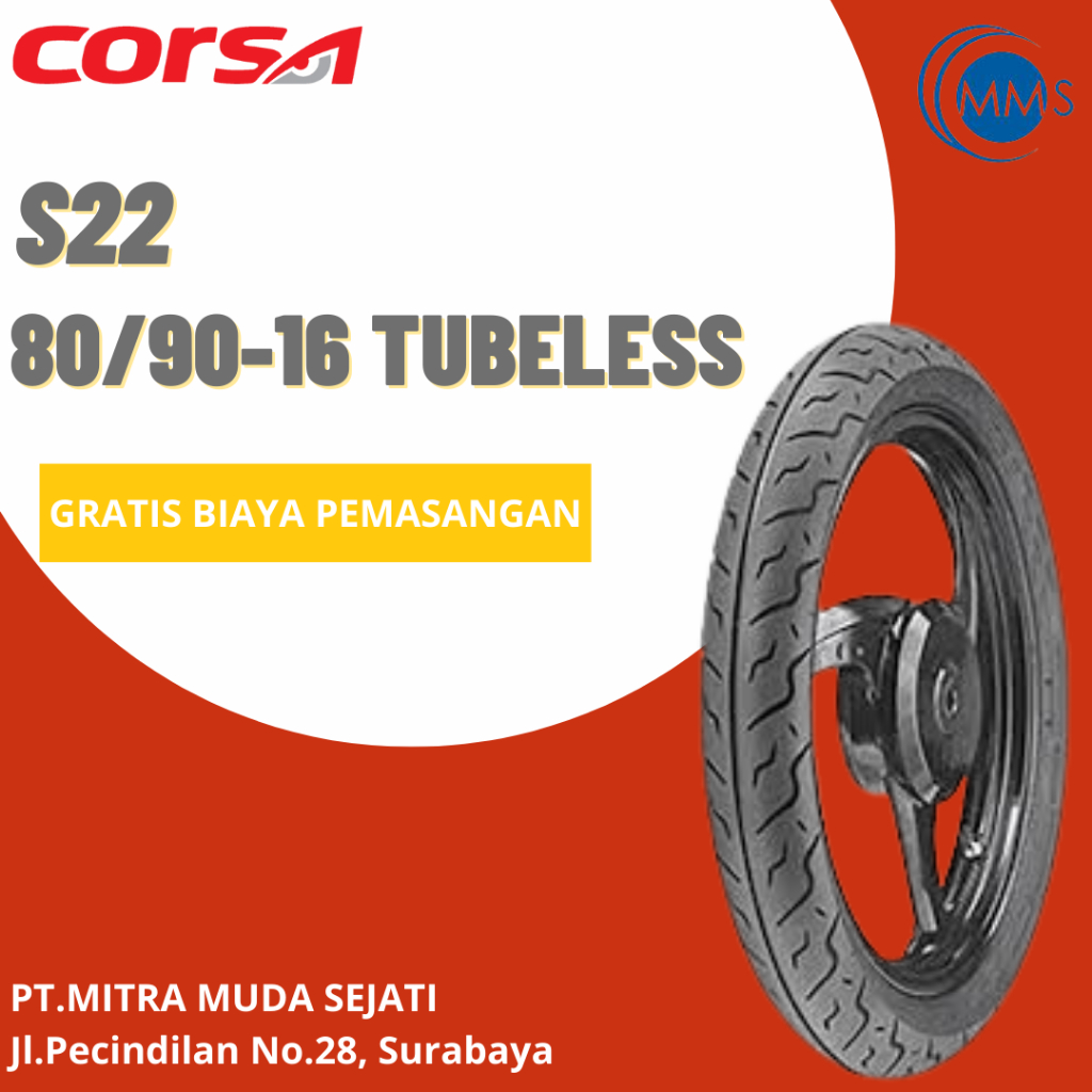 BAN MOTOR CORSA 80/90-16 S22 TUBELESS