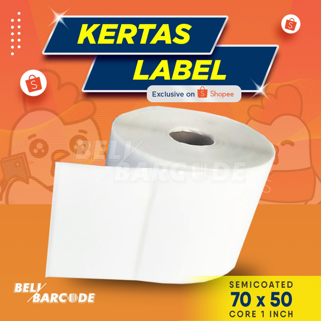 Stiker Label Semicoated 70 x 50 mm 1 Line isi 1.000 Pcs Cetak Resi