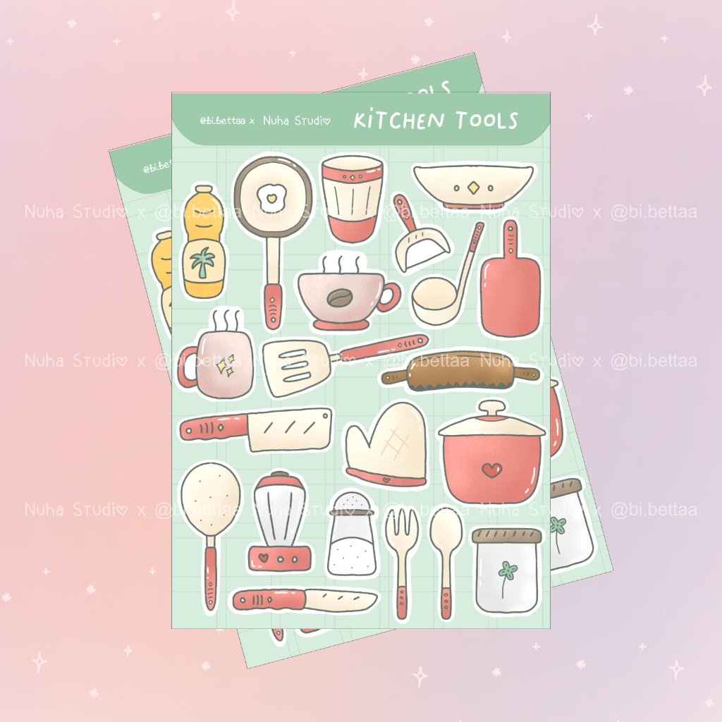 

Sticker by bi.bettaa | Kitchen Tools Minyak Panci Wajan Sutil Pisau Glove Sendok Garpu Garam Gelas Mangkok | Aesthetic Sticker Estetik Stiker HP Laptop Botol Cute Waterproof Scrapbook Diary Journal Bujo Anti Air