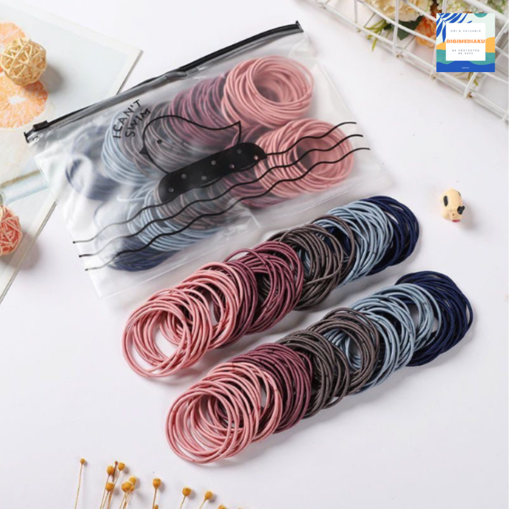 IKAT RAMBUT KARET RAMBUT ELASTIS FREE POUCH GAYA KOREA