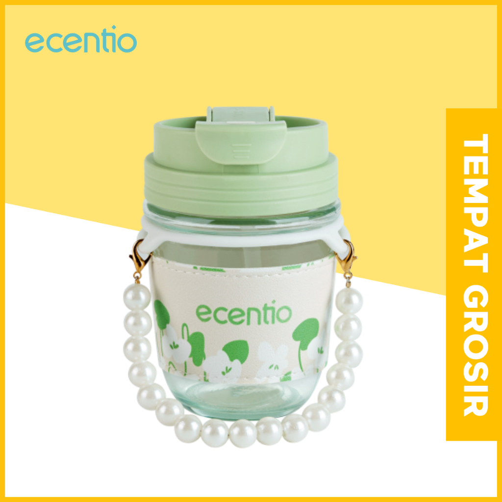 ecentio gelas tumbler water cup 350ml Dilengkapi dengan gantungan mutiara, cocok dijadikan hadiah
