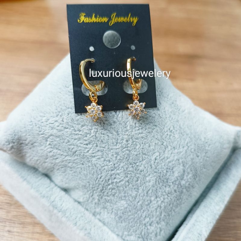 Anting klip Juntai Rhodium premium