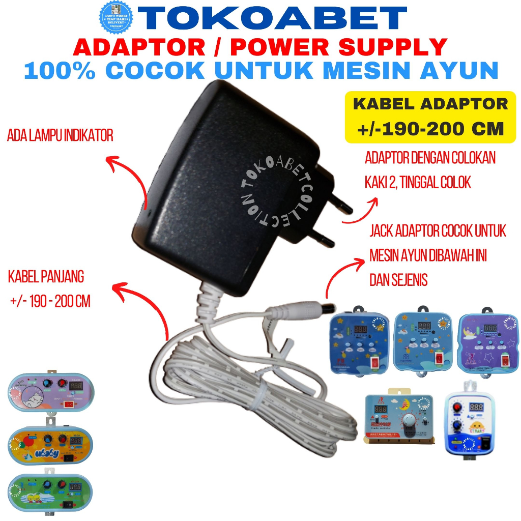 ADAPTOR POWER SUPPLY Mesin Ayunan Bayi Otomatis Elektrik Made In China UBABY GT BABY SANXIXING