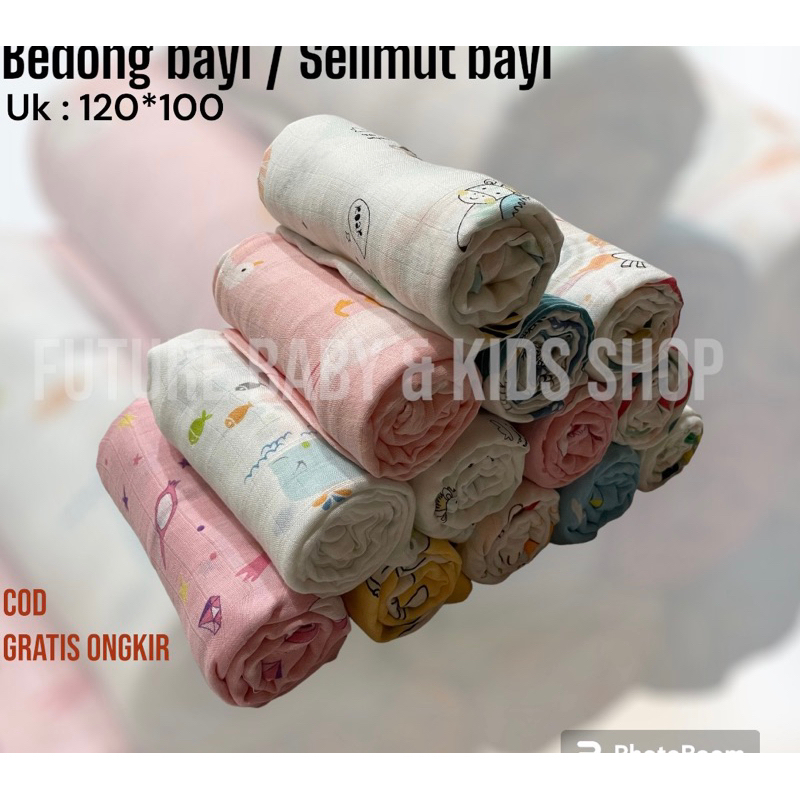 COD Kain Bedong Bayi ukuran 120x110 bamboo 70% cotton 30% / selimut bayi premium / selimut bayi lemb