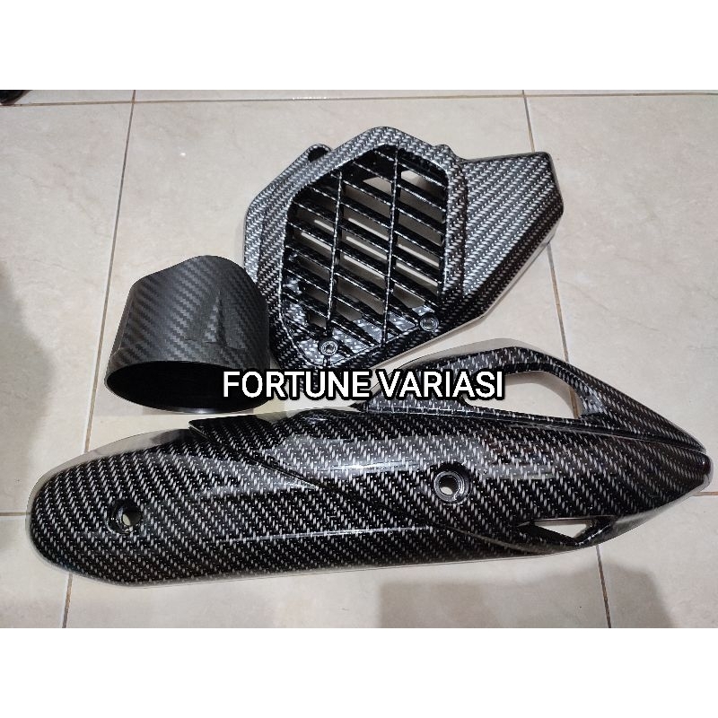 paketan karbon tutup knalpot pcx 150 tutup radiator pcx 150 corong pcx 150 karbon