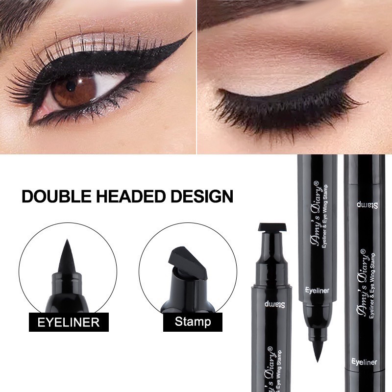 bgskinbukittinggi- ORIGINAL Amy's Diary Eyeliner Stamp 2 In 1 Waterproof Liquid Eyeliner Pensil Waterproof 100% ORIGINAL Stamp Small