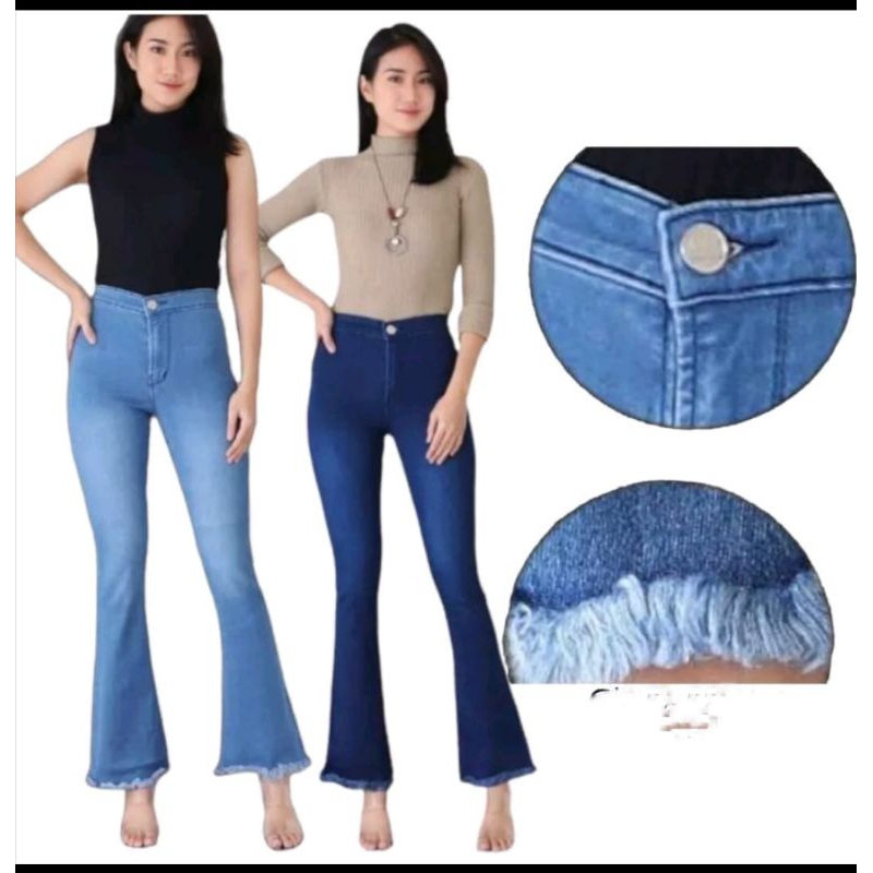 HW Cutbray Celana Jeans Wanita/Highwaist Cutbray Rawis