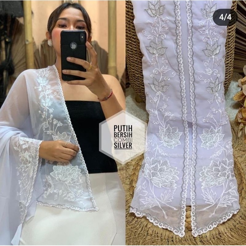 kain kebaya bordir premium sutra crepe