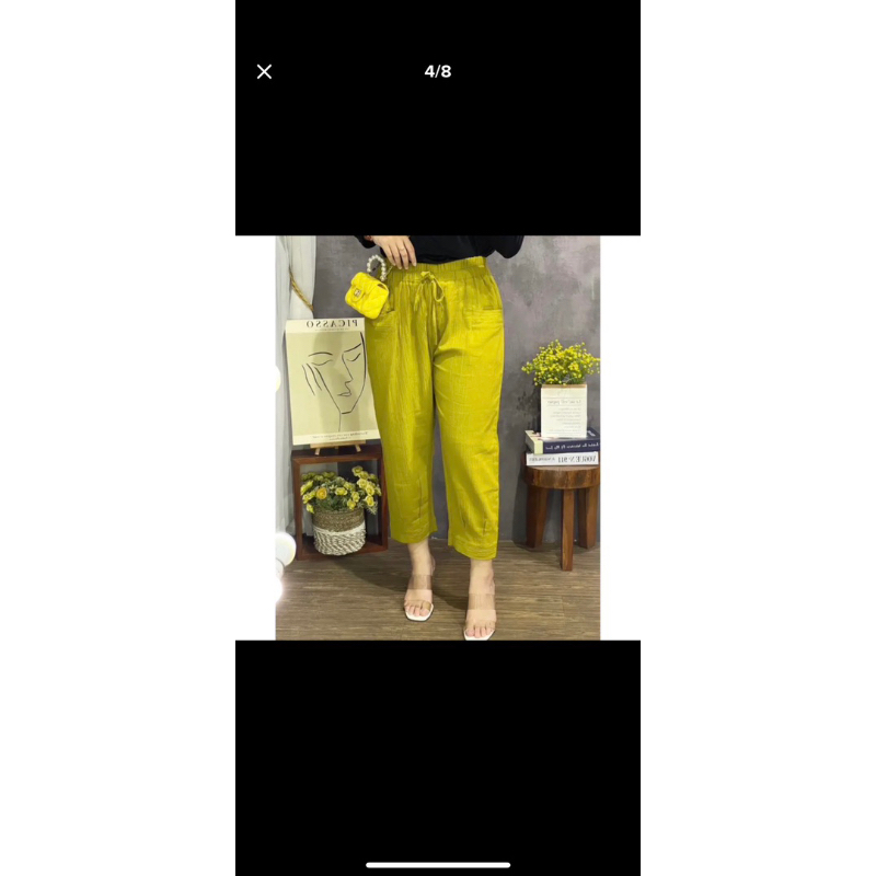 HARUKA PANTS MODEL 7/9 LINEN CRINGKLE TERUPDATE