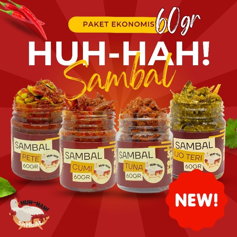 

HUH-HAH! Sambal Paket Ekonomis / Sambal Cumi / Sambal Ijo Teri / Sambal Tuna / Sambal Pete