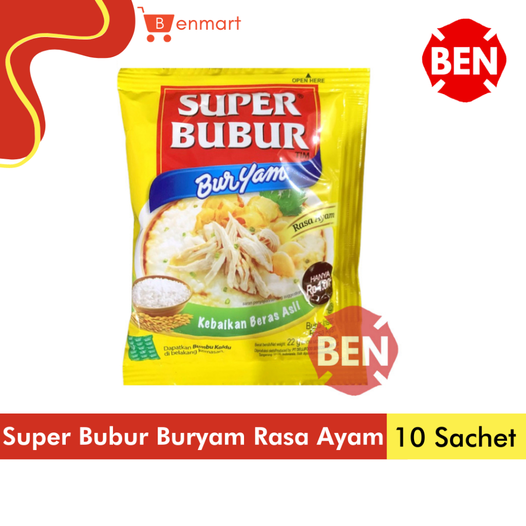 

Super Bubur Buryam Rasa AYAM 1 Renceng 10 Sachet Bur Yam Instan Dus