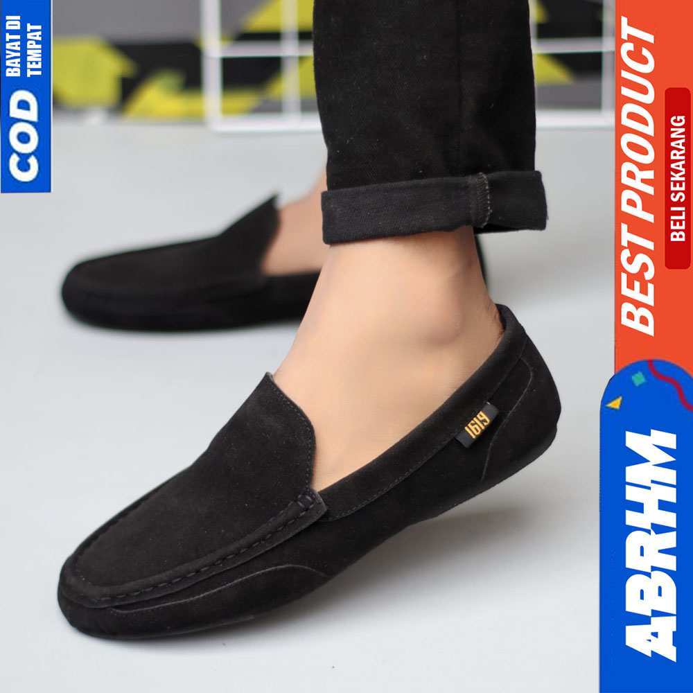 ABRHM Sepatu Casual Slip On Hitam Slop Pria