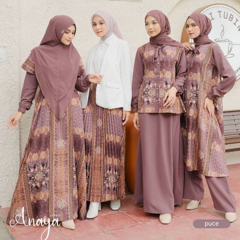 SUDAH PESANAN‼️Set Perempuan Dewasa Anaya Ethnik Series Dress / Abaya, Oneset Tunik Celana, One Set 