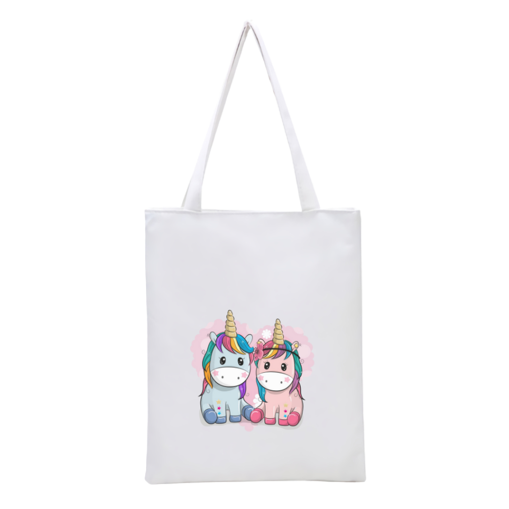 Totebag Resleting Full Colour Twin Unicorn tas sekolah anak kuliah kampus viral || Kiiyoomii ||