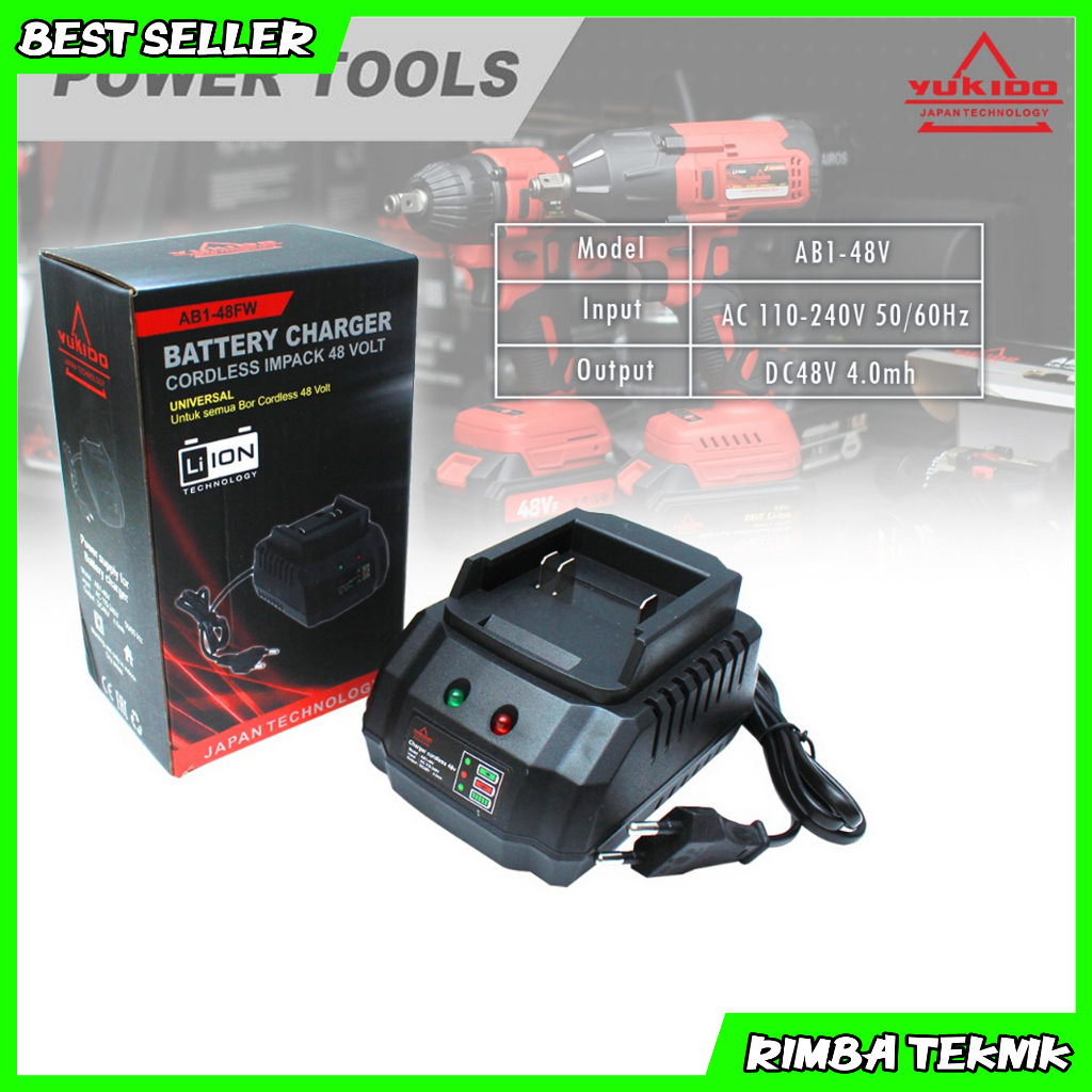 Yukido 48V Charger Baterai Cordless drill 148V/ Adaptor Cas Baterai 48V Docking