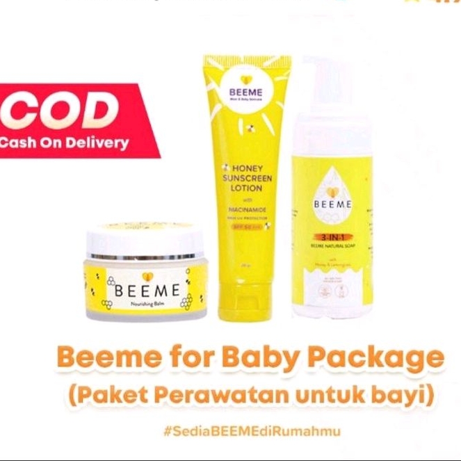 Paket Lengkap | Beeme Nourishing Balm + Honey Sunscreen SPF 30/50 + Natural Soap 3 in 1