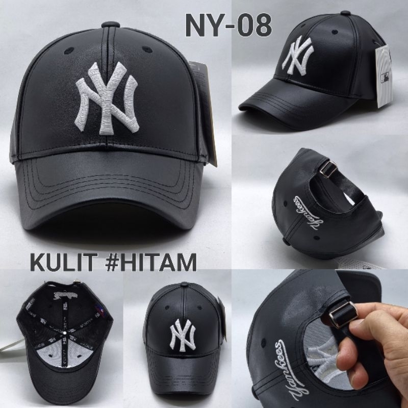 Topi Kulit Pria Wanita Baseball Import Hitam Unisex