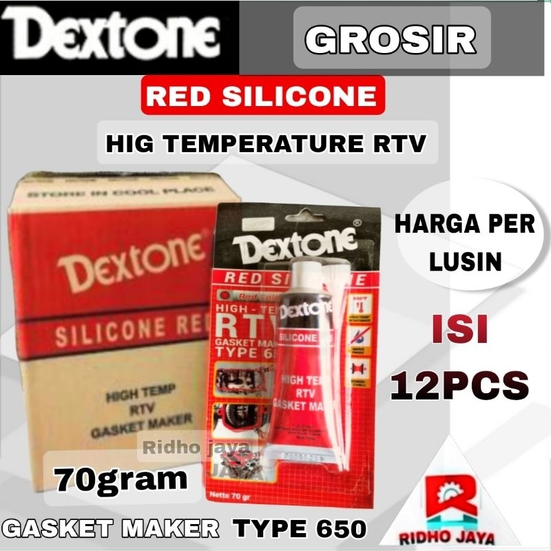 

(1Lusin 12Pcs)Lem Red DEXTONE Silikon Silicone Besar 70gram/Lem Gasket High Temperature