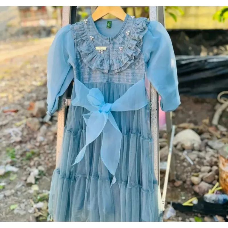 Gamis pesta princes burkat mix organza anak/gaun pesta anak burkat/dress anak organza terbaru/bisa cod/gamis gaun pesta anak inara