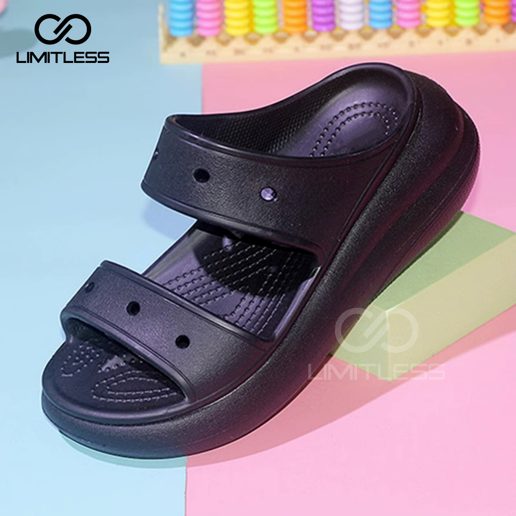 Sandal Selop Wanita Terbaru Slip On YOONA Sendal Wedges Cewek Slop Empuk Platform Sandal Wanita Clog Sol Tebal