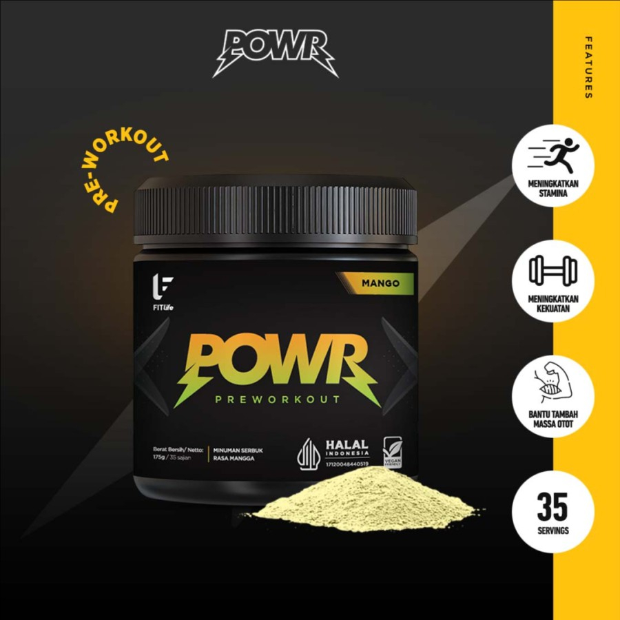 FITLIFE Powr Pre-Workout 175 gram 35 servings - PreWorkout BPOM HALAL