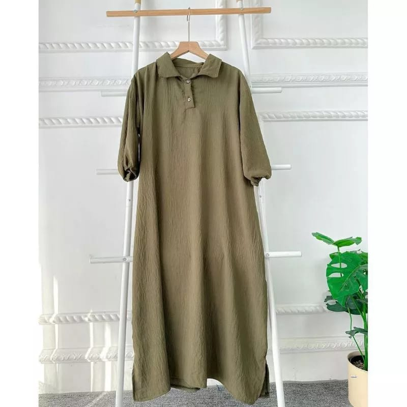 JOVANKA TUNIK MIDI LENGAN 3/4 DRESS BELAH WANITA ATASAN WANITA CRINCLE AIRFLOW PREMIUM (KJI)