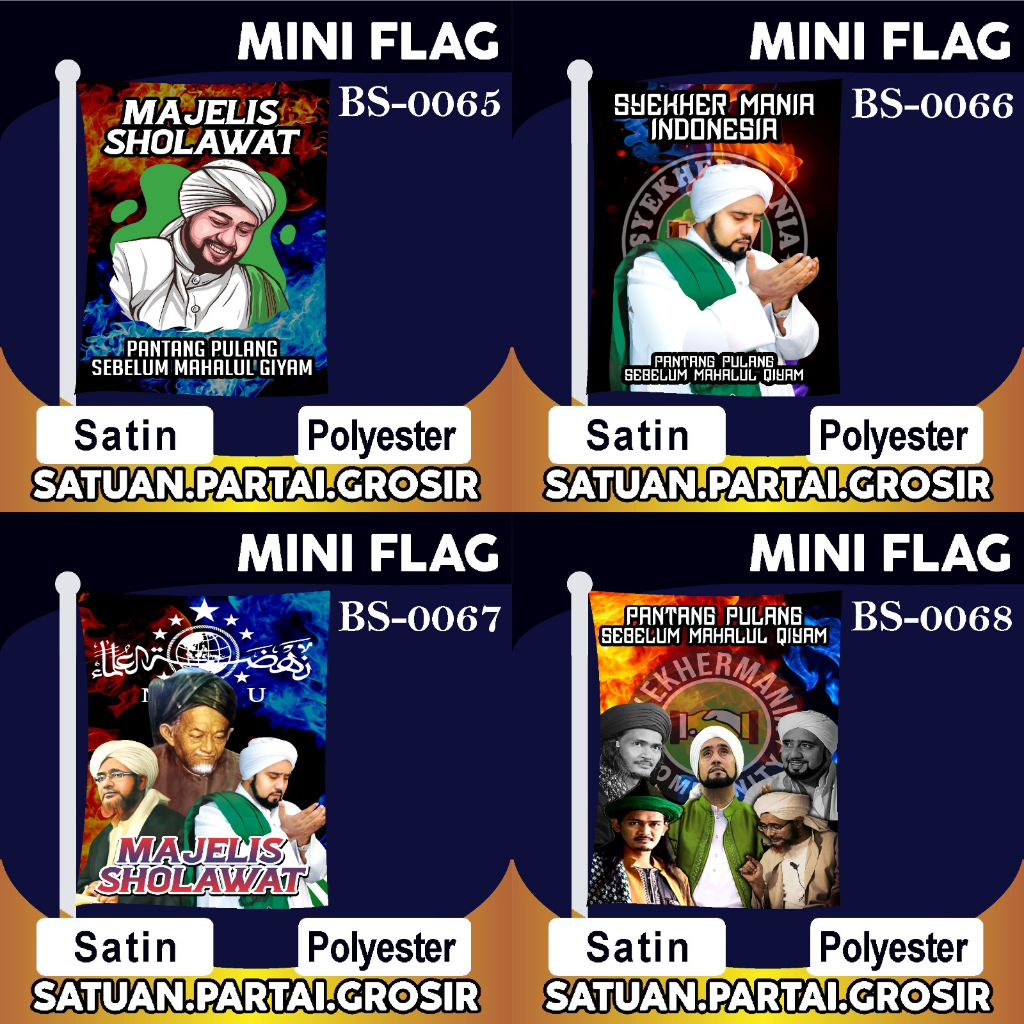 PROMO CETAK BENDERA PRINTING MAJELIS SHALAWAT V17/MINI FLAG SYEKHERMANIA TERBARU/BENDERA MAJELIS TER