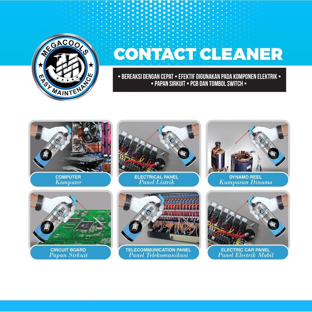 PEMBERSIH KOTORAN KOMPONEN ELEKTRONIK MEGACOOLS CONTACT CLEANER 500ML