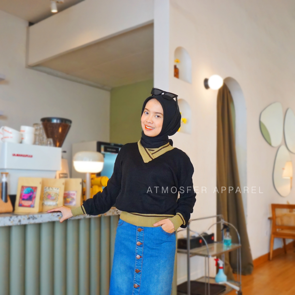 Luna Sweater Rajut Oversize Wanita Kekinian | Sweater Crop Rajut Tebal Wanita Lengan Panjang | Atasa