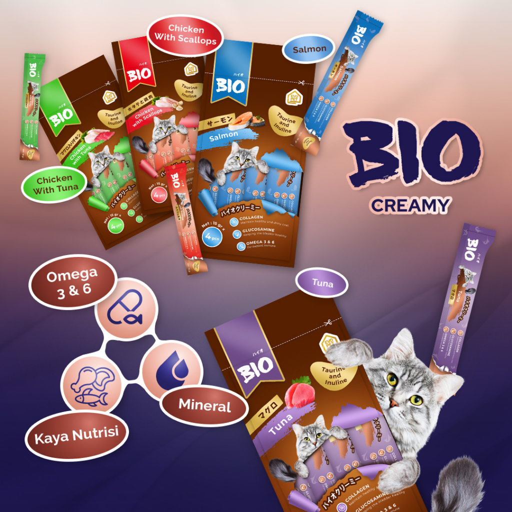 Snack Kucing Liquid Bio Creamy 1pack isi 4pcs