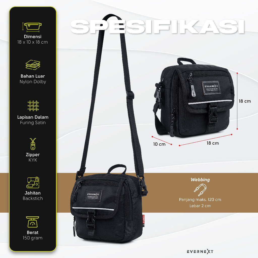 Official Evernext - Tas Selempang Pria Sling Bag Pria Tas Slempang Mini Cowok Tas Selempang Bahu