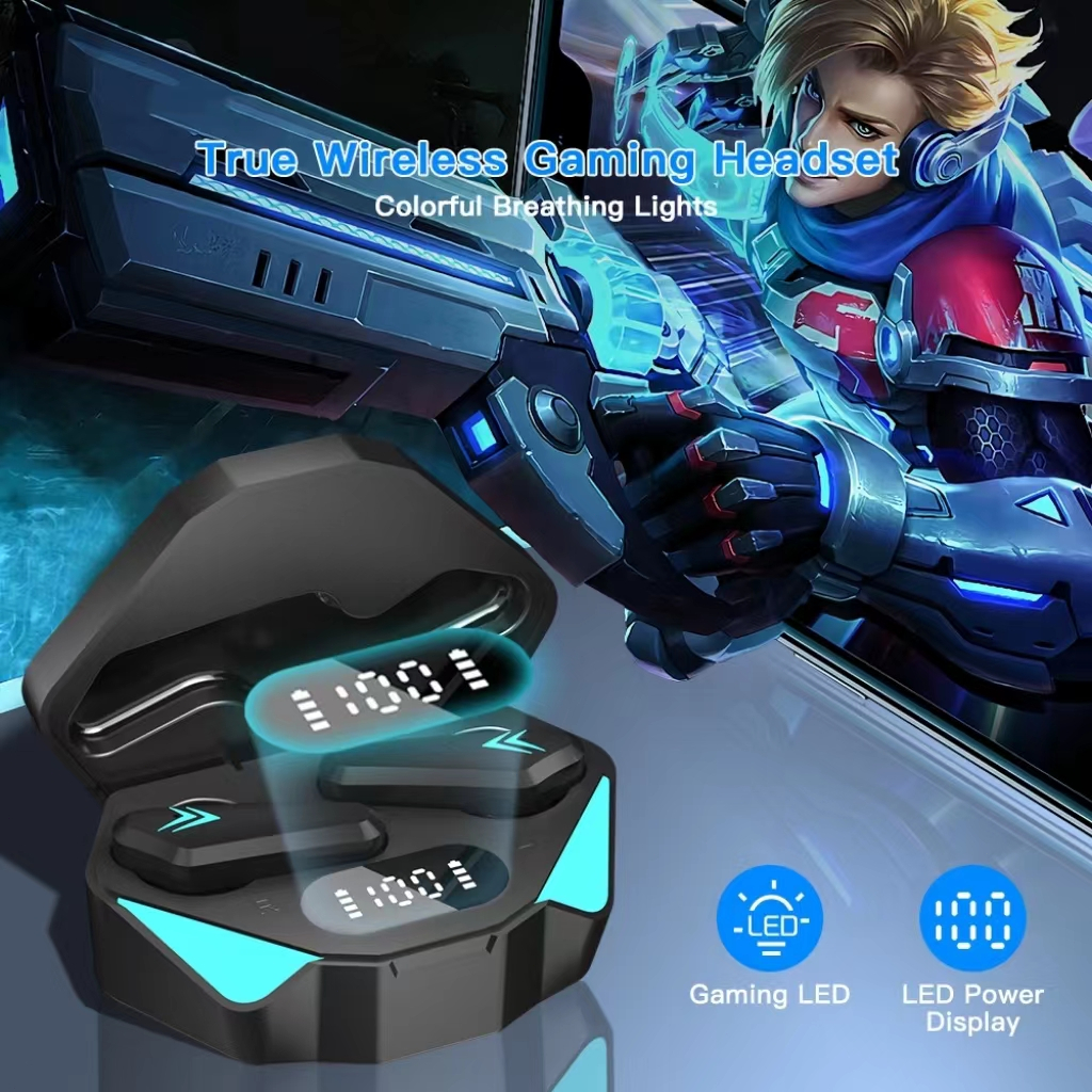 (COD) TWS Gaming Headset X15 Wireless Bluetooth Earphone No delay LED intelligent display HiFi Stereo Headphone