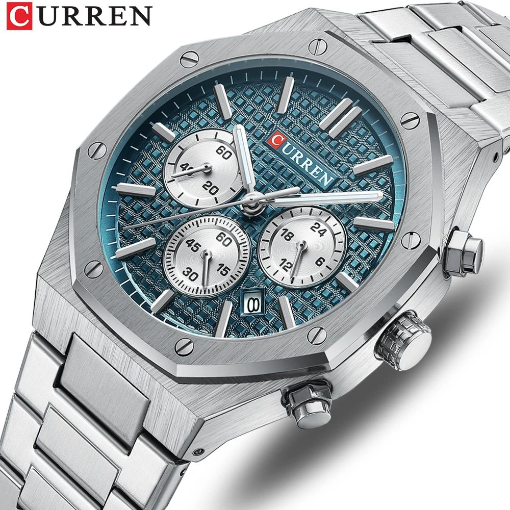 CURREN 8440 Jam Tangan Pria Analog Stainless Steel Chronograph Aktif Luminous Hand WATCHKITE WKOS