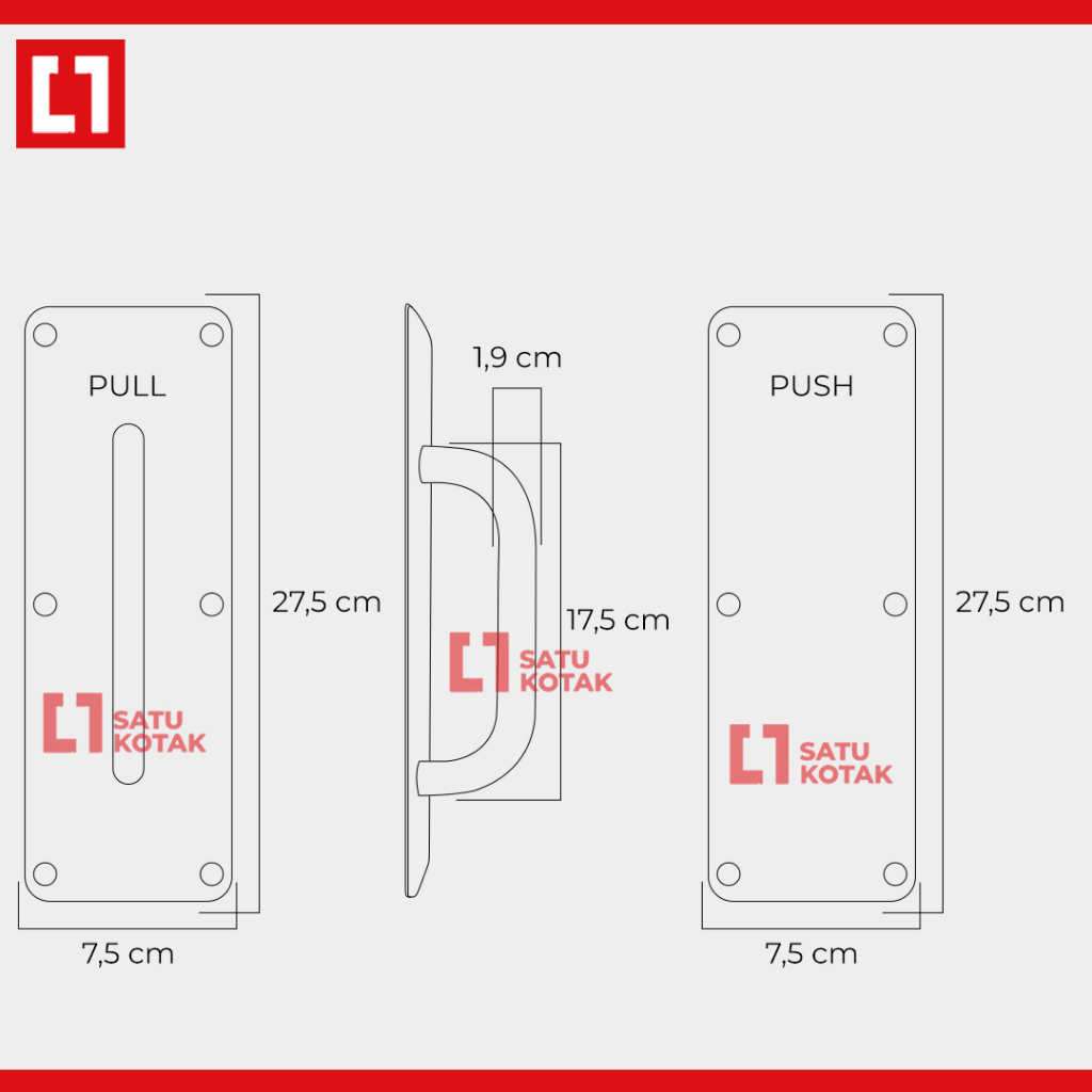 Pull Push Handle Pintu Sign Plate Dorong Tarik Gagang Stainless Weldom