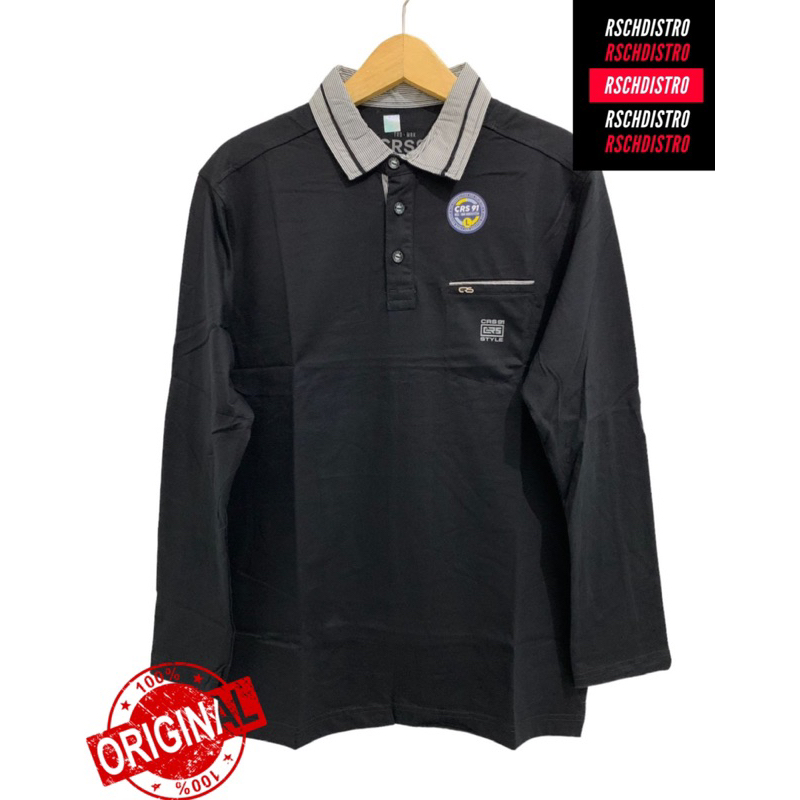 Kaos Kerah Fashion Pria HUGO CLASS/ CRS 91 Original Lengan Panjang Katun Combet Polos Kerah Motif M-