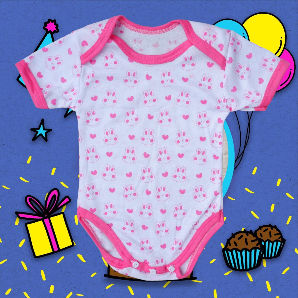 Isi 3 Jumper Jumpsuit Bodysuit Bayi Serian Pink