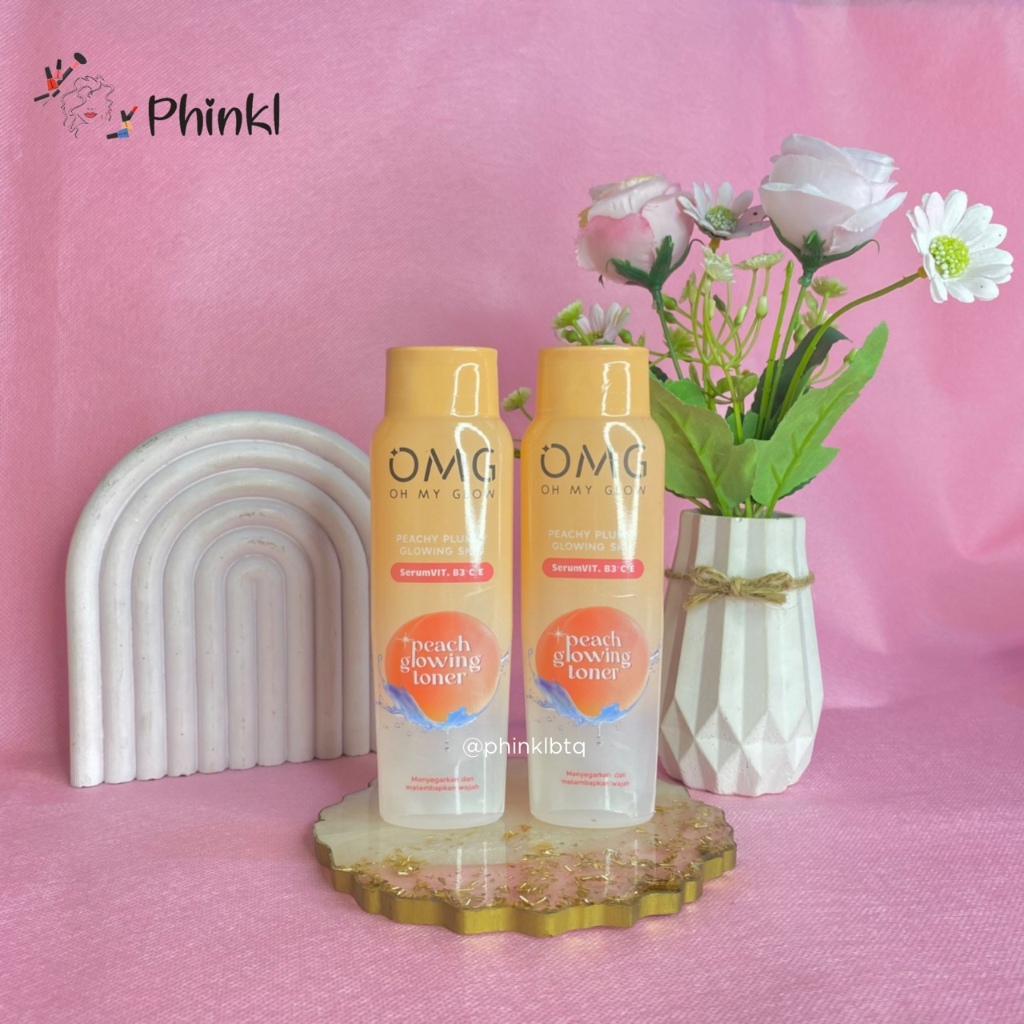 `ღ´ PHINKL `ღ´ OMG oh my glam toner pembersih wajah peach glowing skincare ala remaja kekinian
