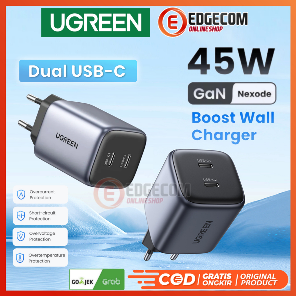 UGREEN GaN 45W USB C Type C wall charger SFC2.0 PD Fast Charger adaptor Space grey 90573