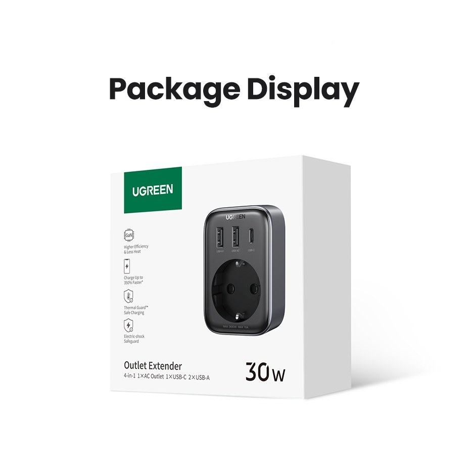 UGREEN WALL OUTLET EXTENDER 30W GaN USB TYPE C PD FAST CHARGING 90613 USB WALL SOCKET