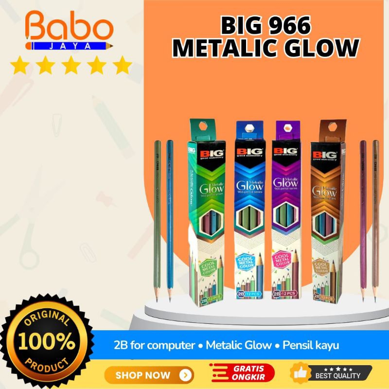 

BABO JAYA Pensil Gambar Pensil Kayu 2B 966 BIG metallic glow , Lulus uji komputer