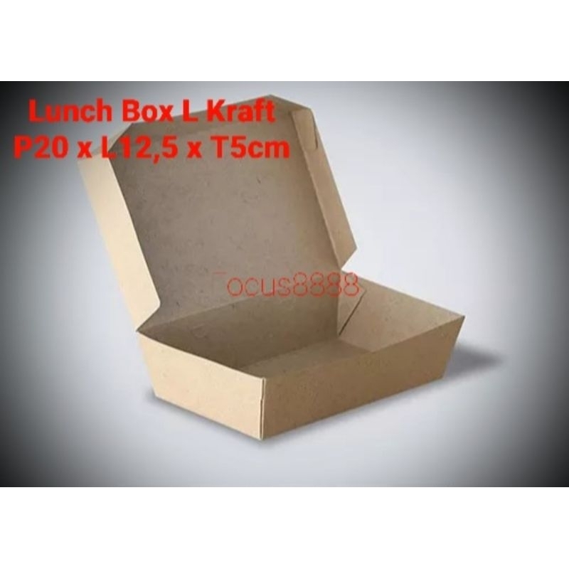 Paper Lunch box L kraft isi 50pcs / Warna coklat kotak makanan / Paper box nasi