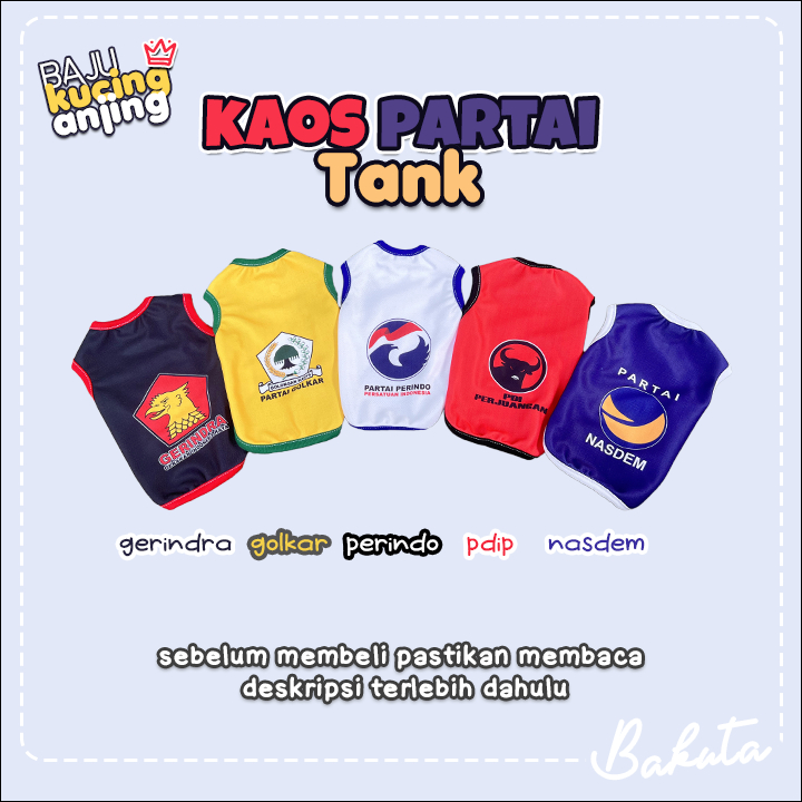 Baju Kucing Tank Edisi Pemilu Kaos Partai Tank Lucu Untuk Kucing dan anjing / Baju Kucing Termurah Size XS-XXL / Baju Kucing Tangerang!